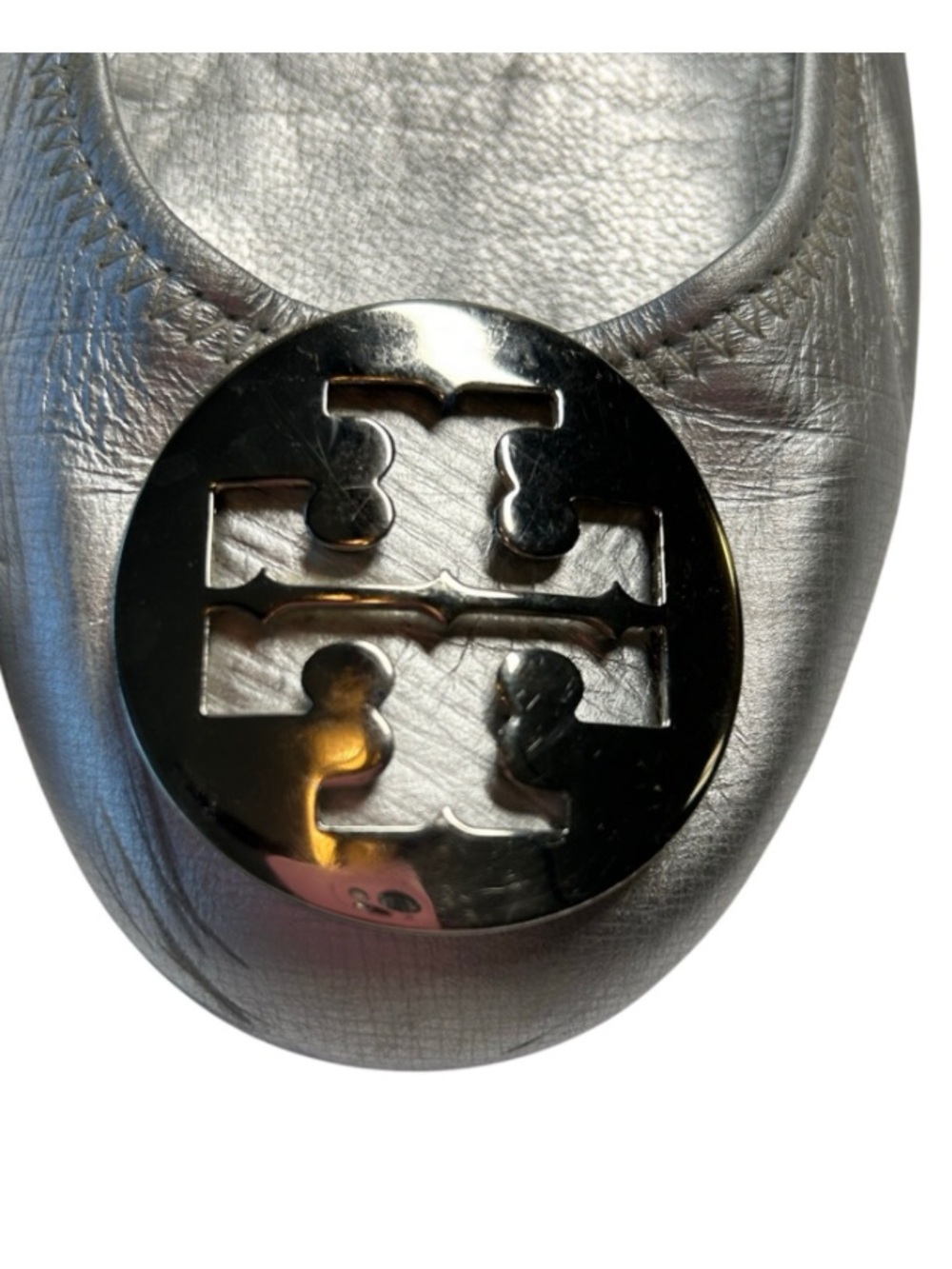 Tory Burch Reva Travel Ballet in metallic silver, travel-friendly, flexible sole - Picture 3 of 11